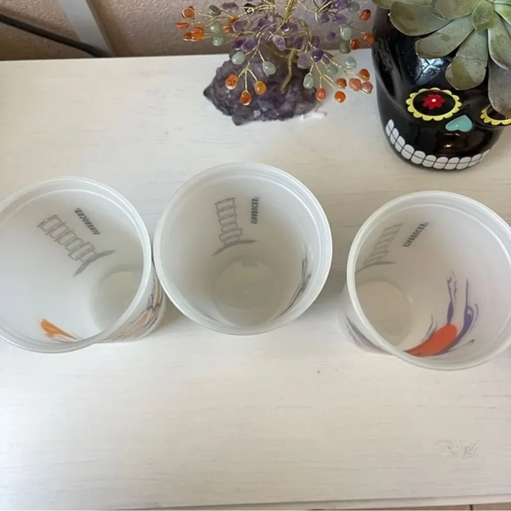 3 Starbucks Halloween Glow In The Dark Cups Reusable With Lids